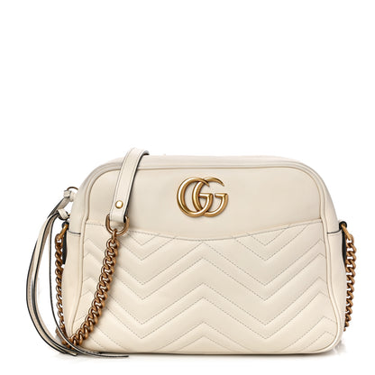 Gucci Calfskin Matelasse Medium GG Marmont Chain Shoulder Bag Mystic White 1 of 14