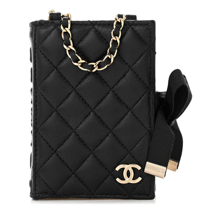 Chanel Lambskin Quilted Book Card Holder on Chain Black 1 of 12