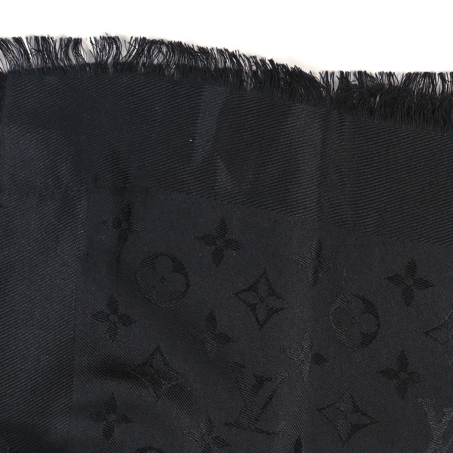 Silk Wool Monogram Shawl Black