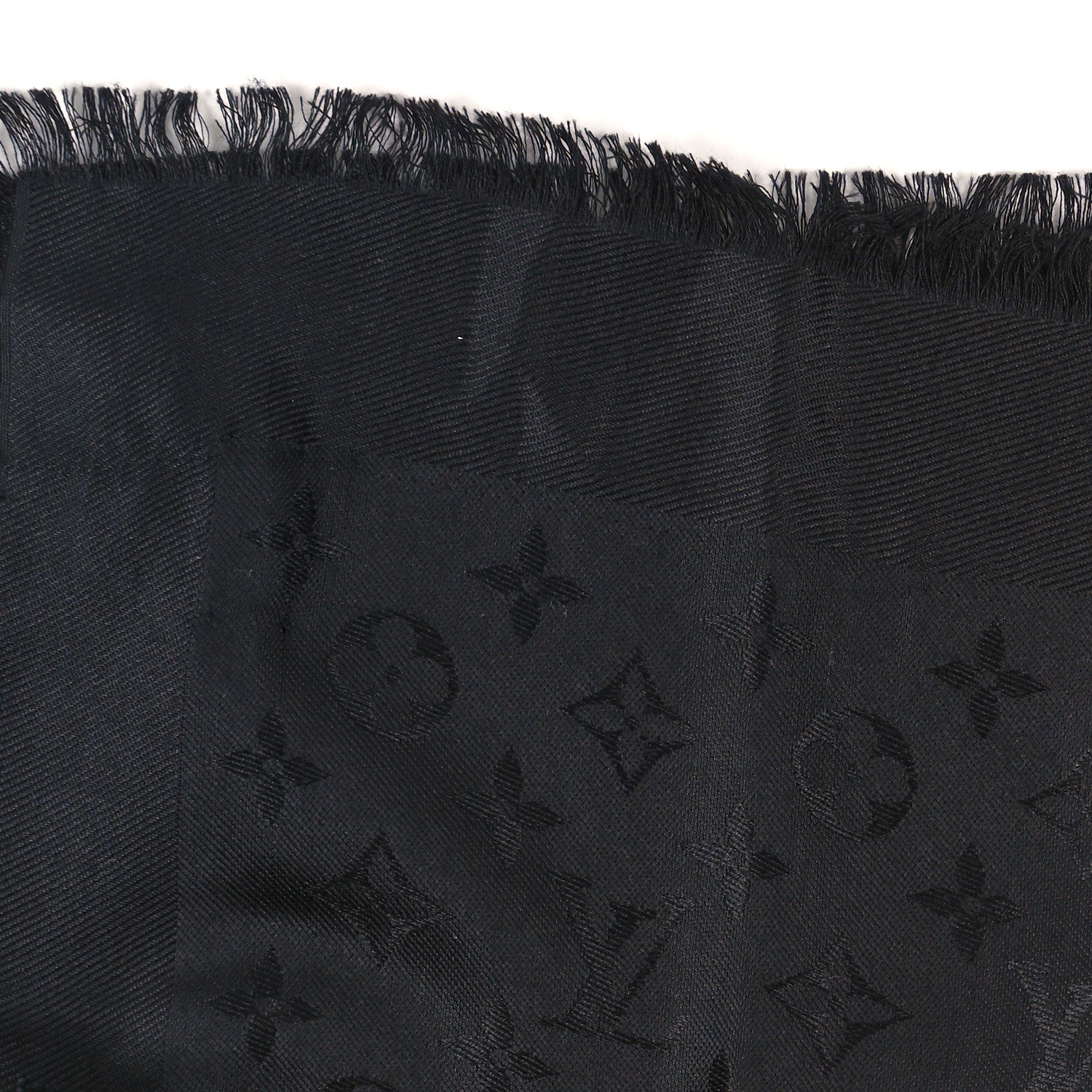 Louis Vuitton Silk Wool Monogram Shawl Black 4 of 4