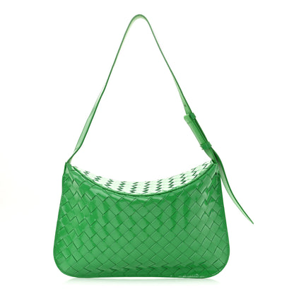 Bottega Veneta Brushed Calfskin Intrecciato Cradle Fold Over Shoulder Bag Parakeet 1 of 13