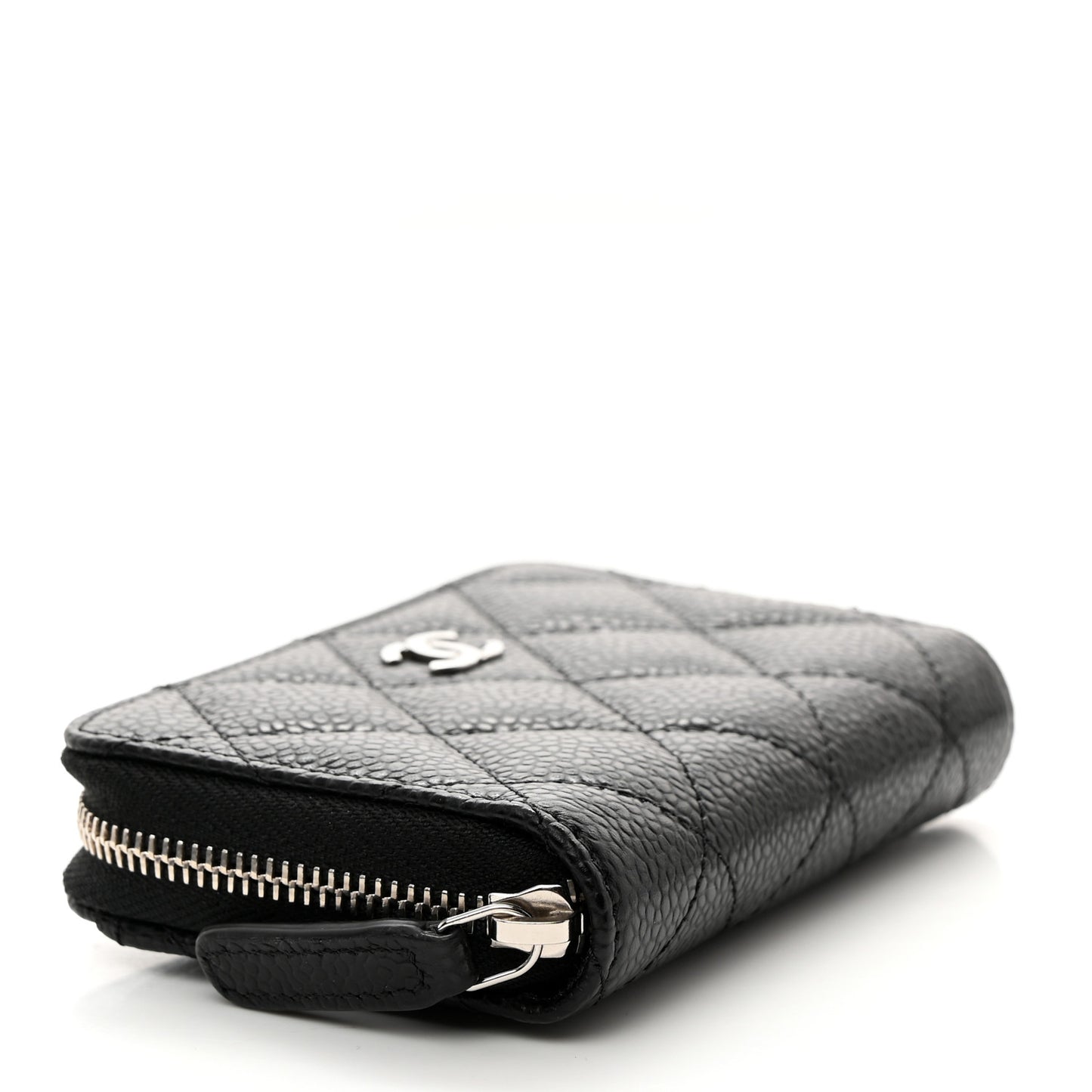 Quilted Zip Coin Purse Black