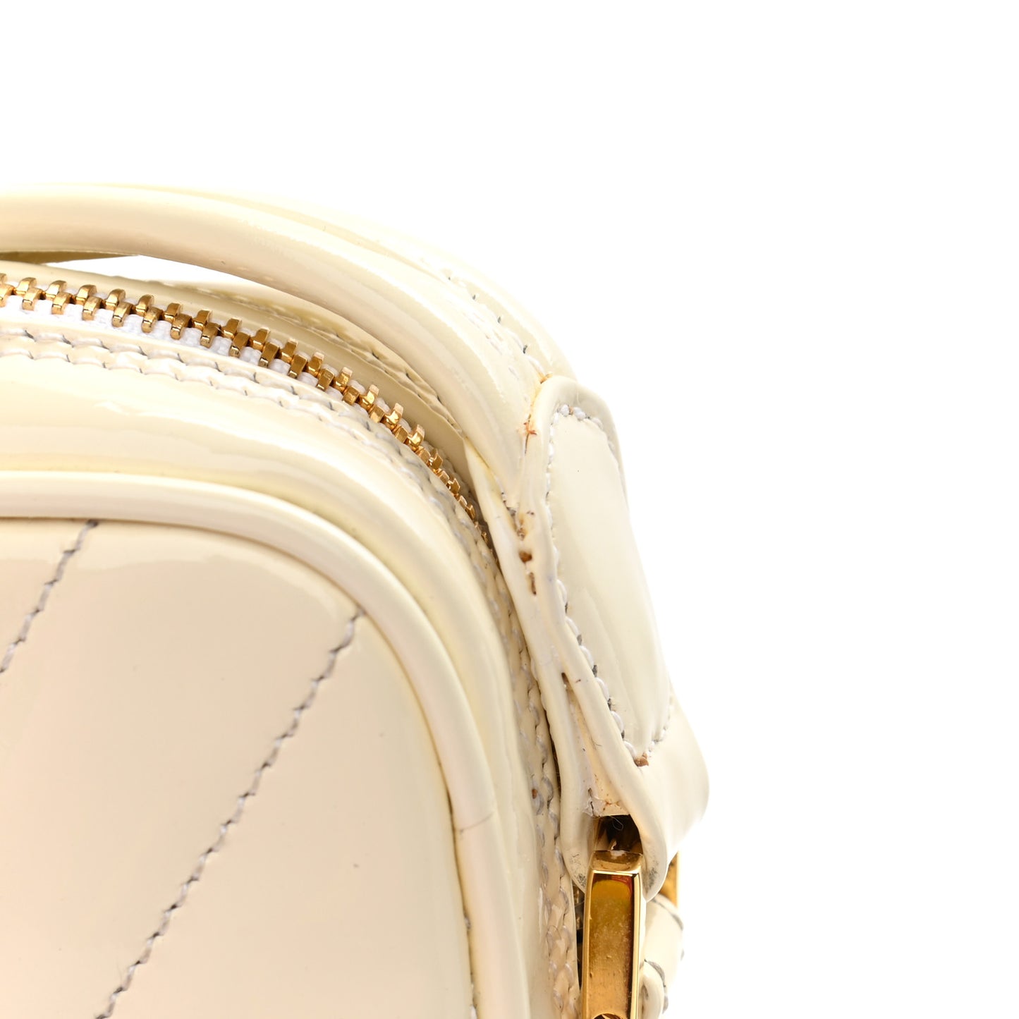 Patent Chevron Camera Bag White