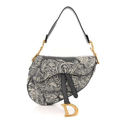 Christian Dior Canvas Embroidered Dioriviera Saddle Bag Grey 1 of 12