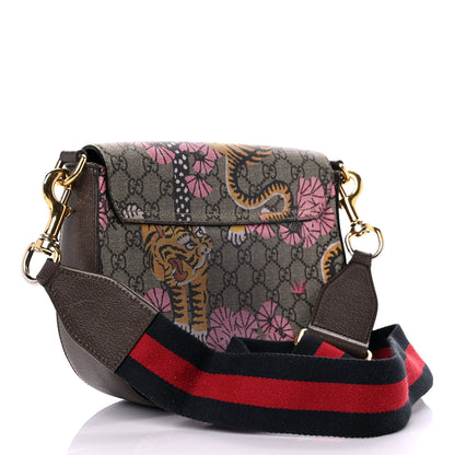 Gucci GG Supreme Monogram Bengal Web Medium Padlock Messenger Shoulder Bag Beige Pink 3 of 28