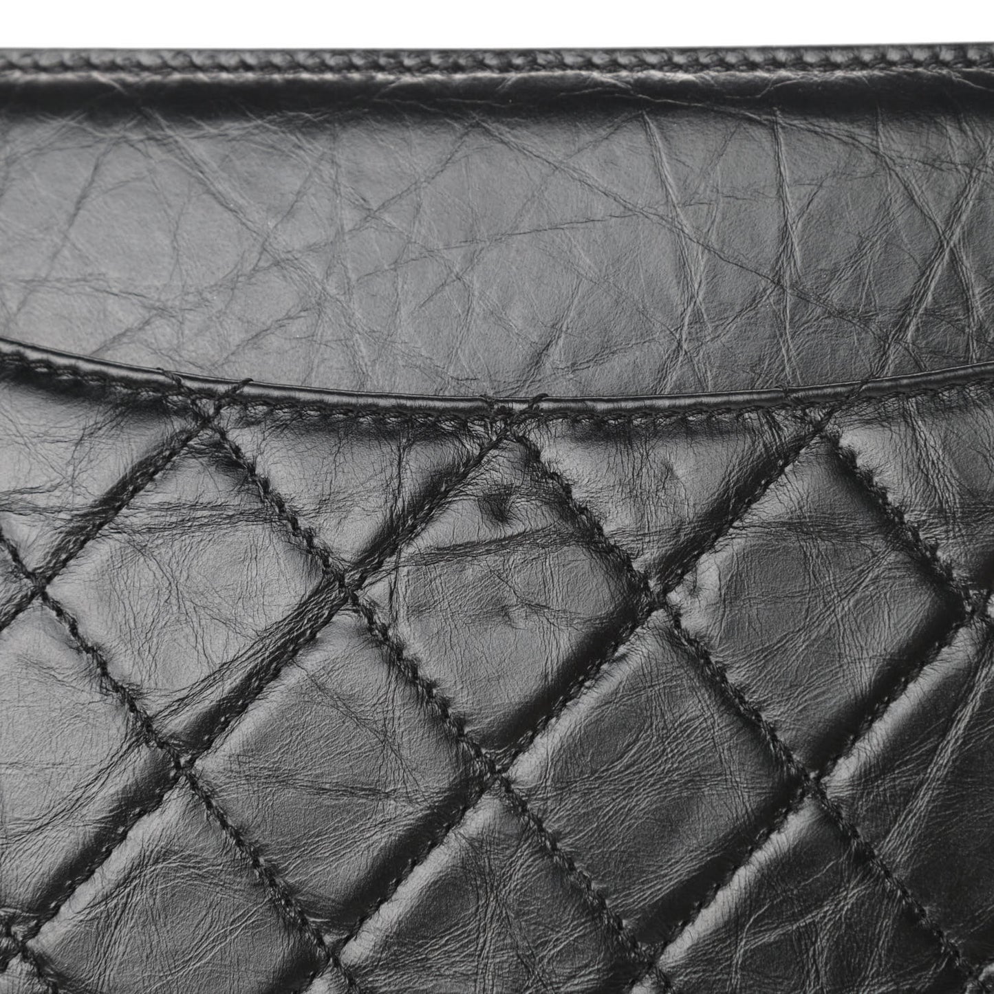Aged Calfskin Quilted Shoulder Bag Black