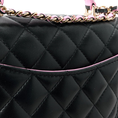 Chanel Lambskin Quilted Bi-Color Mini Top Handle Rectangular Flap Black Lilac 14 of 14