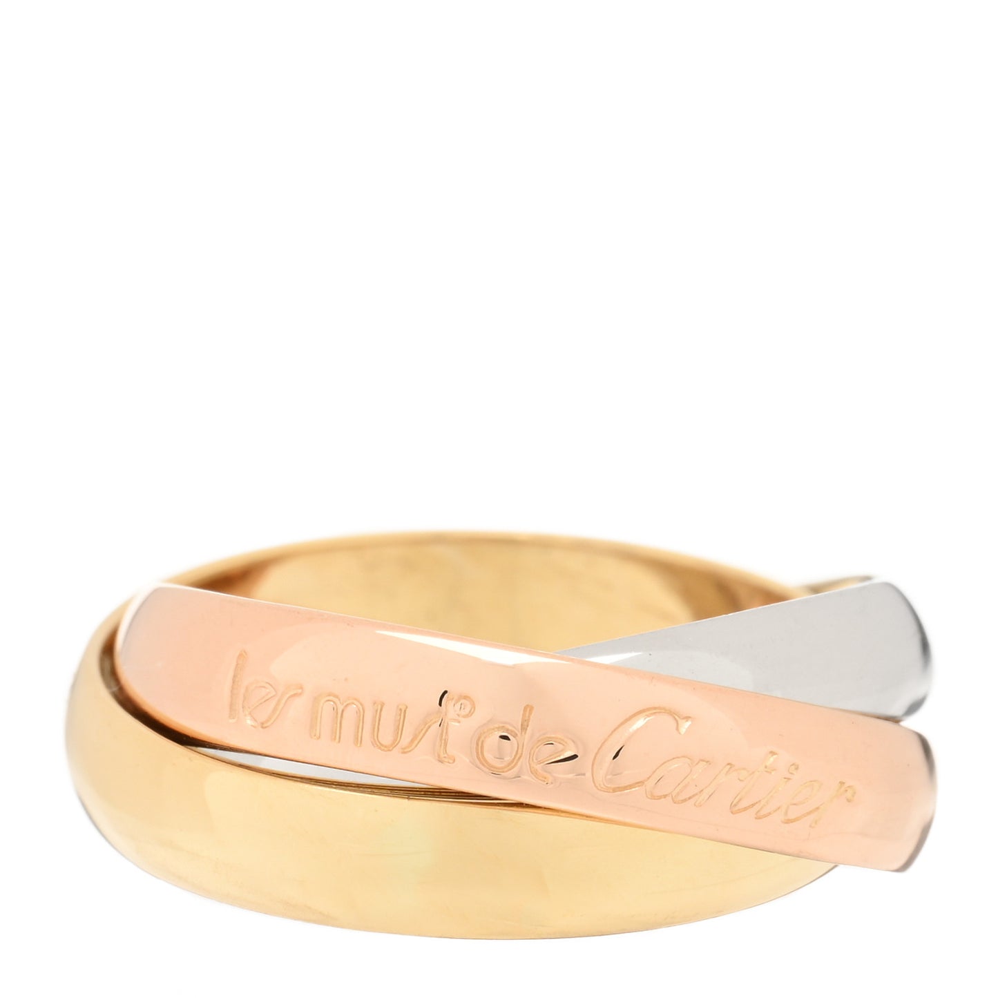 18K Pink Yellow White Gold Classic Les Must De Cartier Trinity Ring 50 5.25
