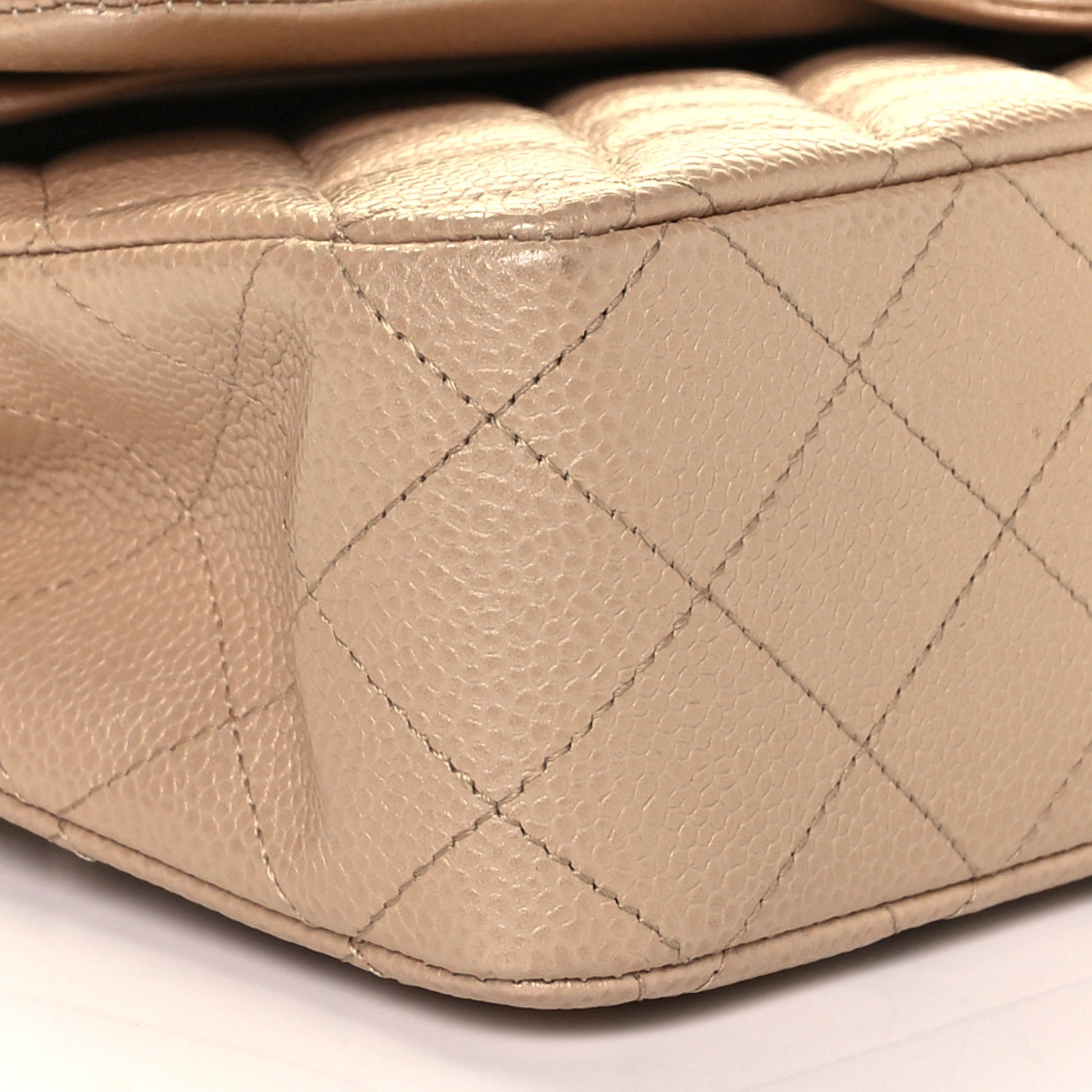 Chanel Iridescent Caviar Quilted Medium Double Flap Beige 4 of 12