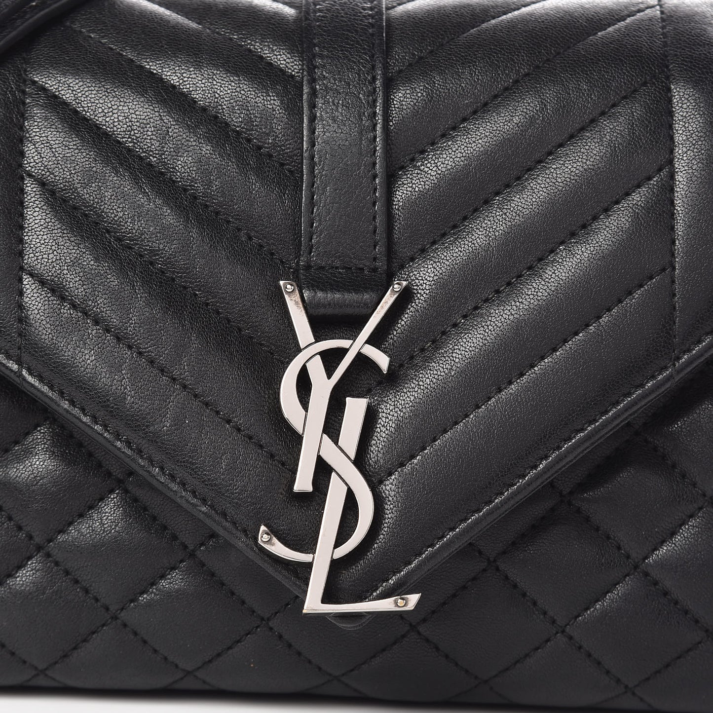 Sheepskin Tri-Quilt Monogram Medium College Bag Black