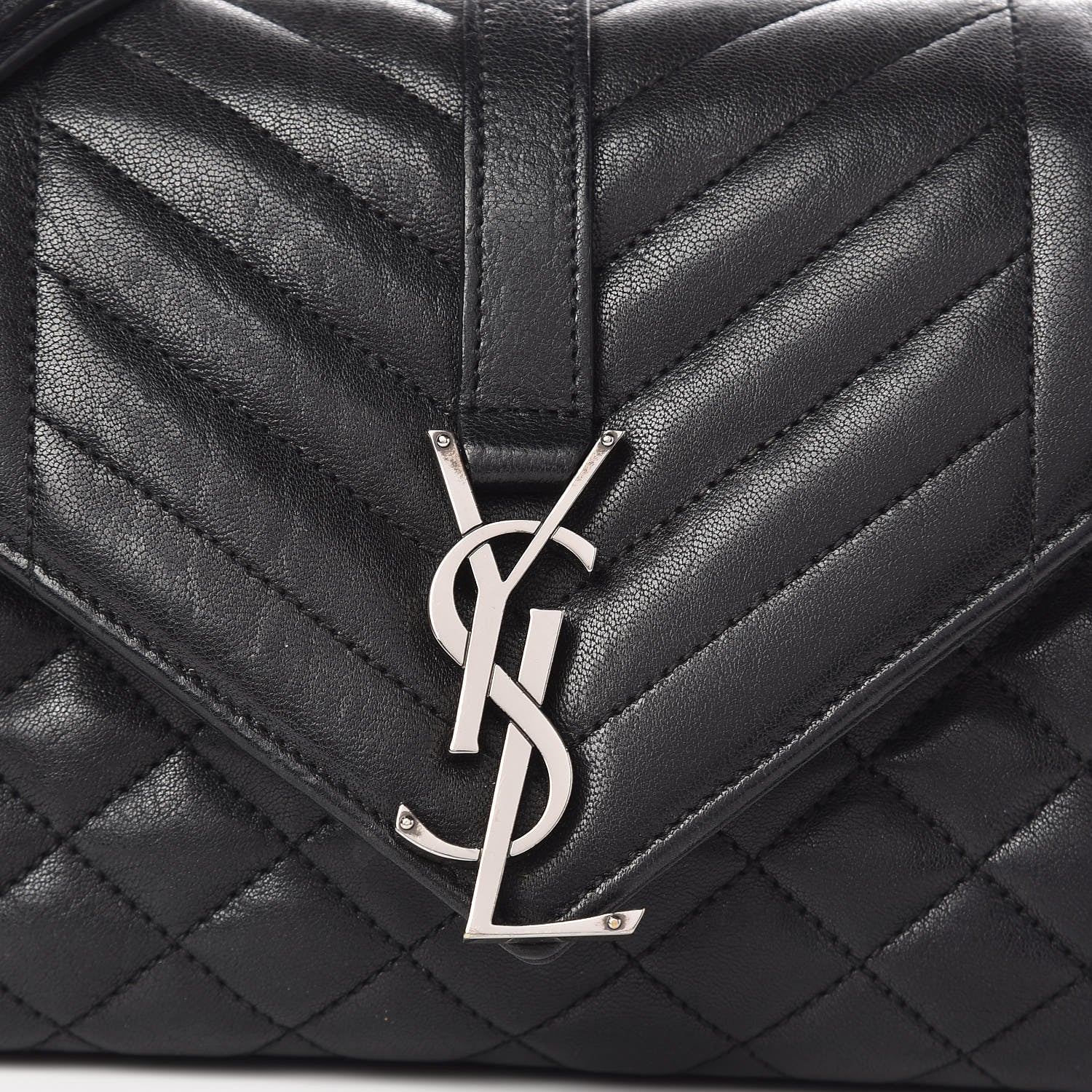 Saint Laurent Sheepskin Tri-Quilt Monogram Medium College Bag Black 15 of 15