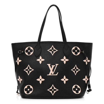 Louis Vuitton Empreinte Monogram Giant Neverfull MM Black Beige 1 of 9