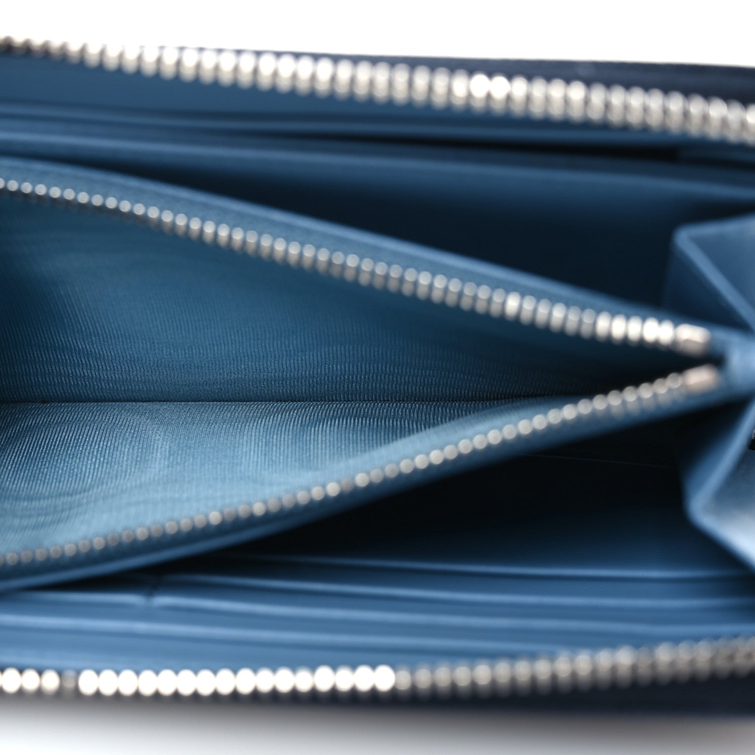 Prada Saffiano Metal Zip Around Wallet Navy Blue 6 of 14