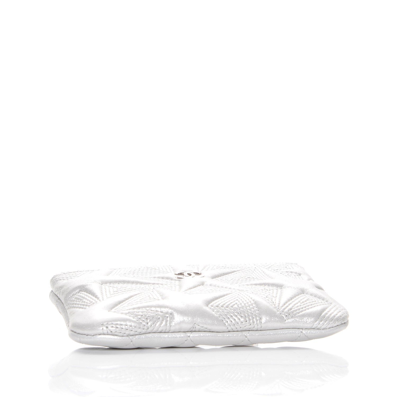 Chanel Metallic Lambskin Star Embossed Coin Purse Case Silver 4 of 12