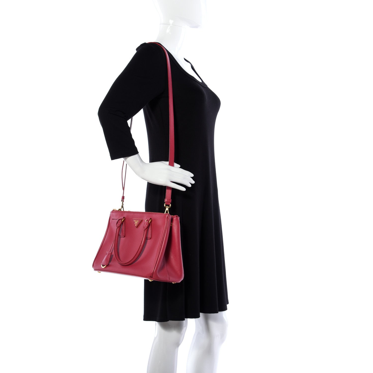 Prada Saffiano Small Galleria Double Zip Tote Fuxia 2 of 12