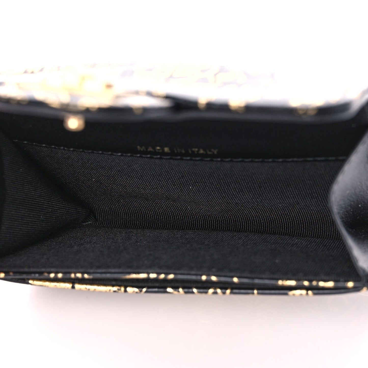 Calfskin Crocodile Embossed Graffiti 2.55 Cocodile Reissue Flap Card Holder Black Gold