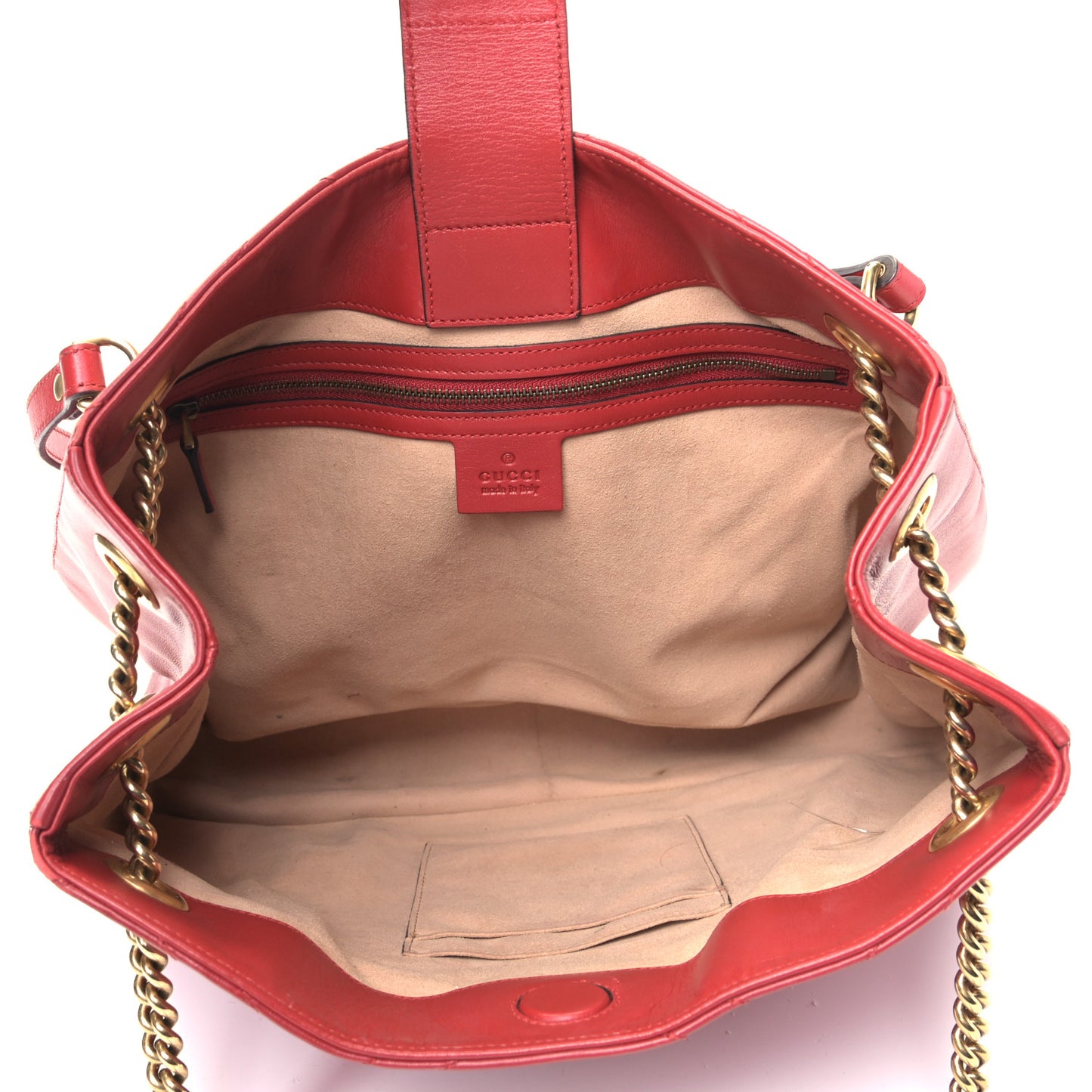 Calfskin Matelasse Medium GG Marmont Shoulder Tote Bag Hibiscus Red