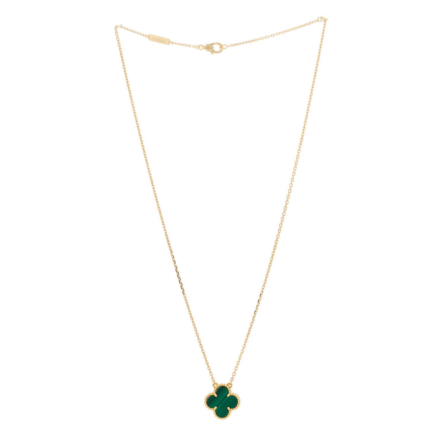 Van Cleef & Arpels 18K Yellow Gold Malachite Vintage Alhambra Pendant Necklace 3 of 5