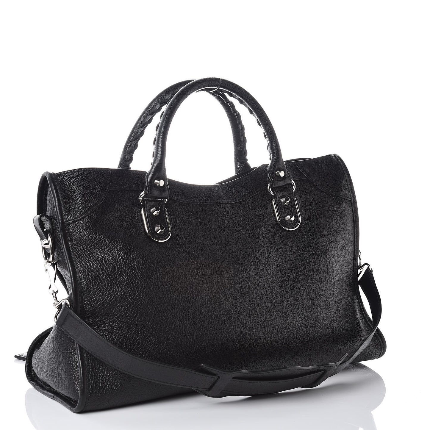 Chevre Silver Metallic Edge Hardware City Black
