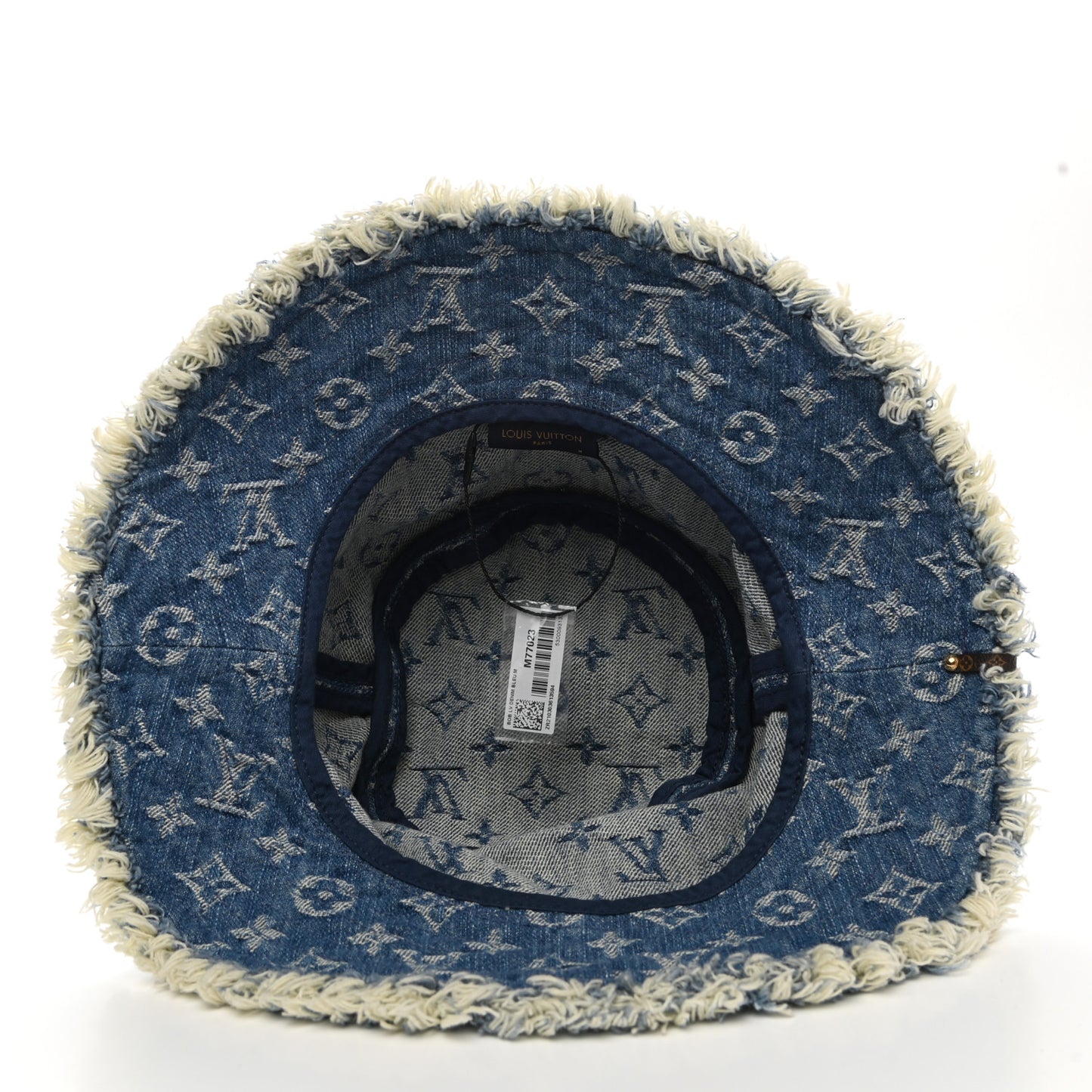 Monogram Denim Fringe Bob Bucket Hat M Blue
