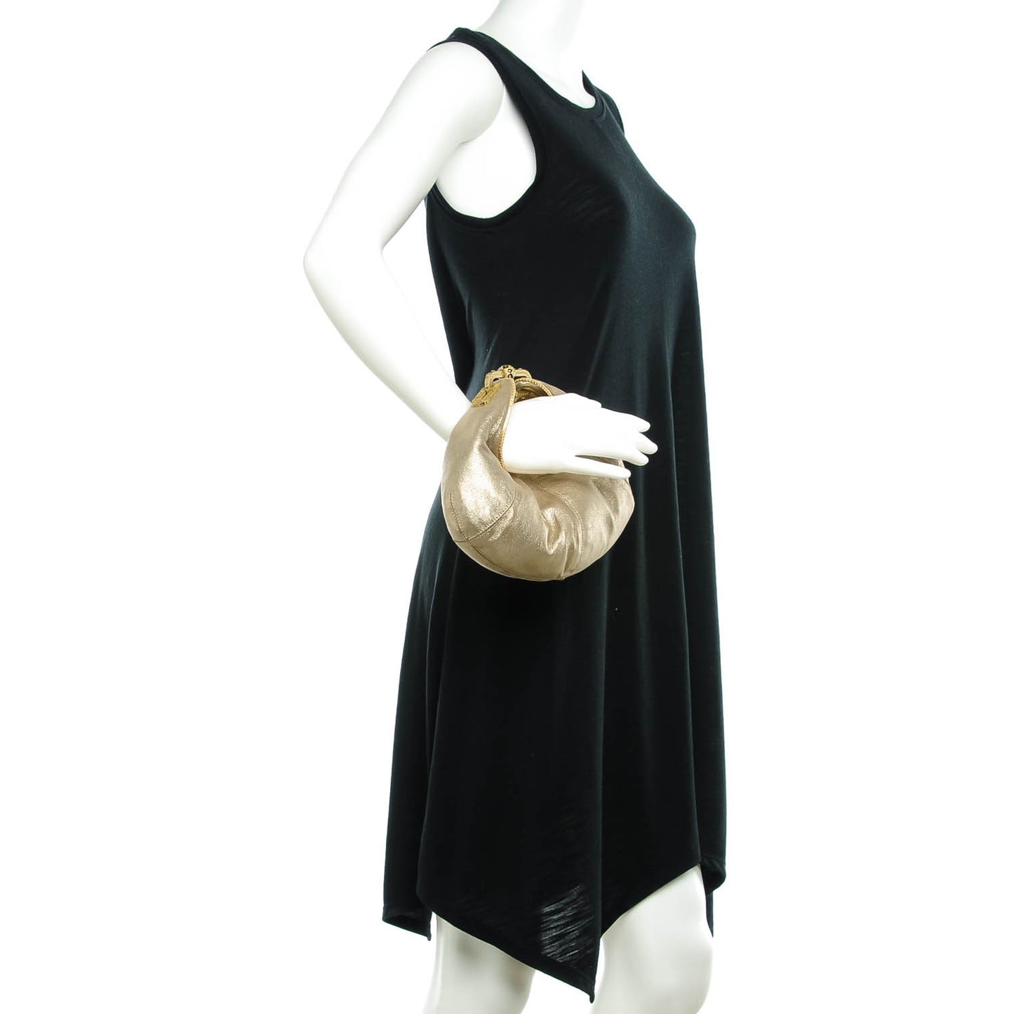 Metallic Leather Carina Clutch Gold
