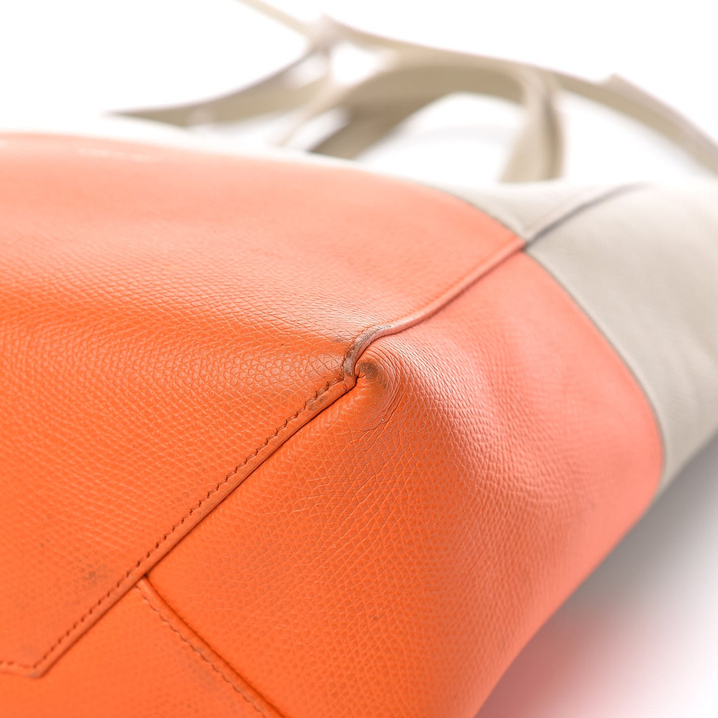 Grained Calfskin Small Vertical Bi-Cabas Fluo Orange Taupe