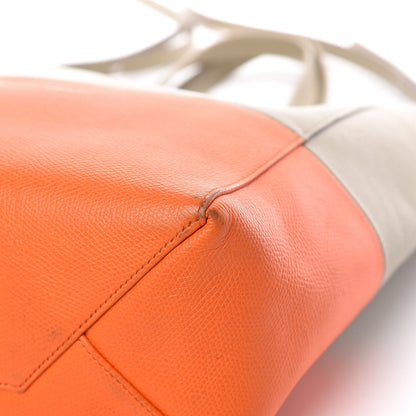 Celine Grained Calfskin Small Vertical Bi-Cabas Fluo Orange Taupe 18 of 23