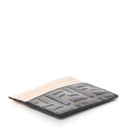 Fendi Vitello Cruise Bi-Color FF 1974 Embossed Card Holder Maya Black Light Rose 3 of 5