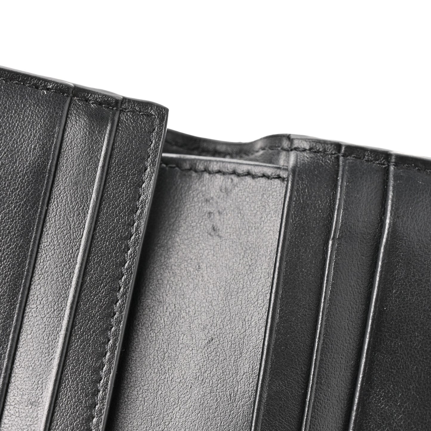 Shiny Calfskin Triomphe Compact Wallet Black