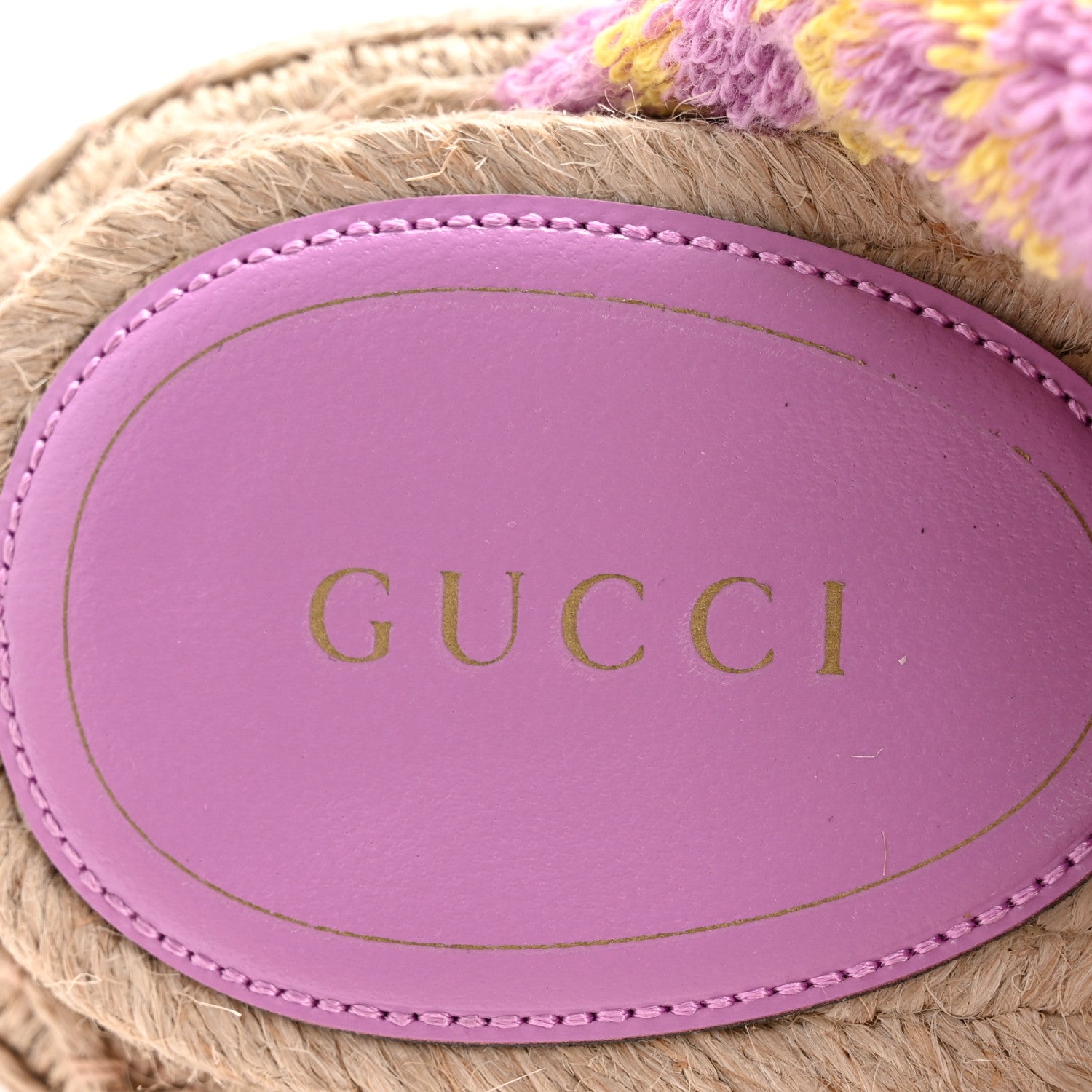 Gucci Terry Cloth Espadrille Platform Sandals 37 Pink Yellow 16 of 16