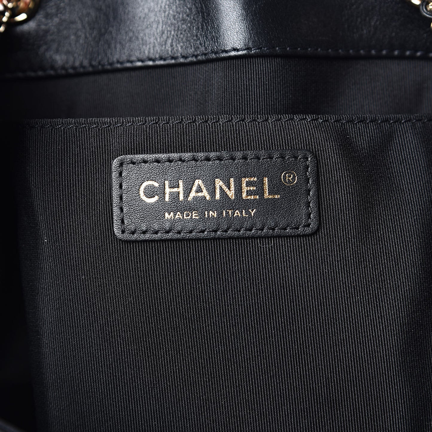 Calfskin Stitched Drawstring Bag Black