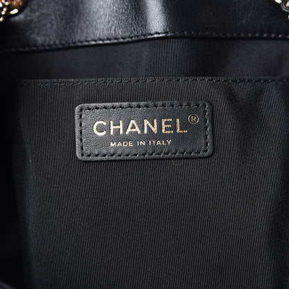 Chanel Calfskin Stitched Drawstring Bag Black 6 of 10