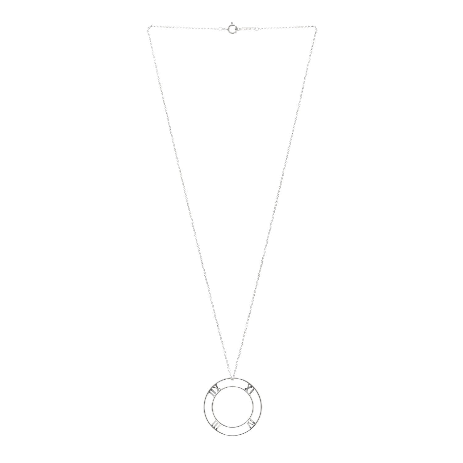 Tiffany Sterling Silver Large Atlas Open Pendant Necklace 3 of 4