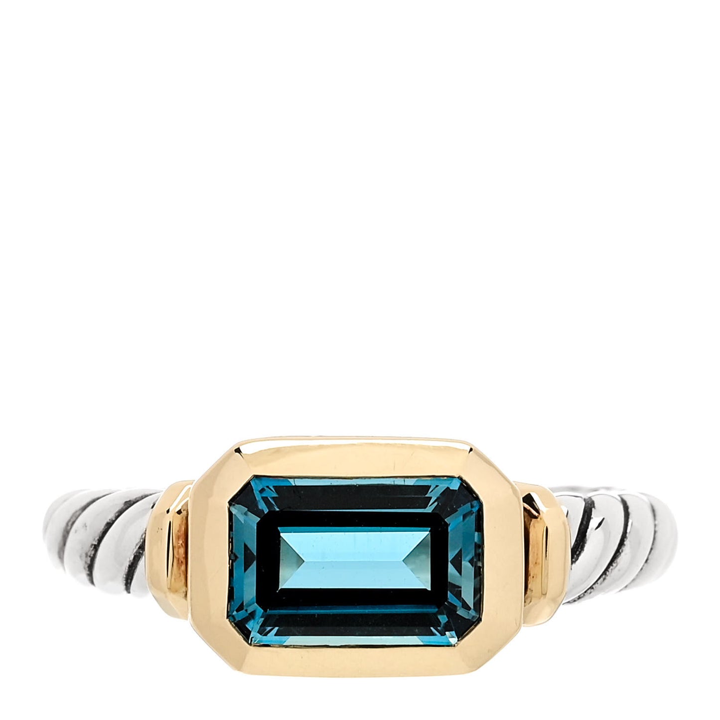 Sterling Silver 18K Yellow Gold Blue Topaz Novella Ring 53 6.25