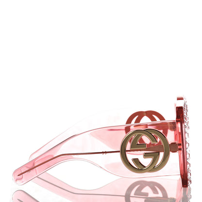 Gucci Acetate Crystal Oversize Sunglasses GG0148S Pink 3 of 7