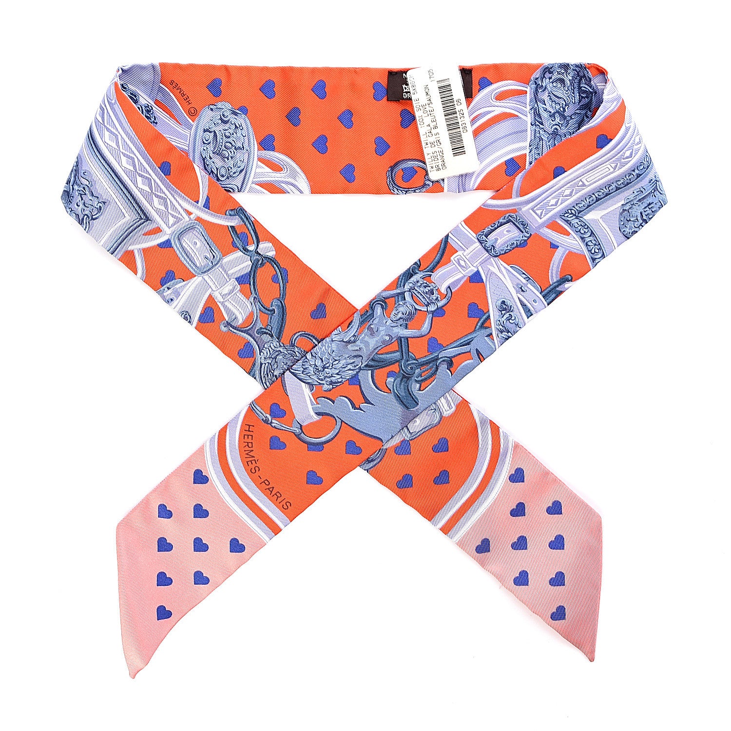Hermes Silk Brides de Gala Love Twilly Orange Gris Bleuete Saumon 1 of 5
