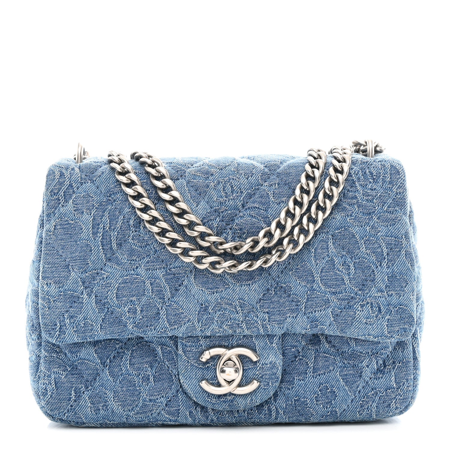 Chanel Denim Quilted Camellia Sweetheart Mini Flap Blue 1 of 11