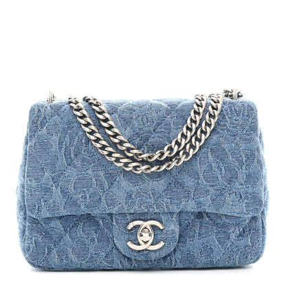 Chanel Denim Quilted Camellia Sweetheart Mini Flap Blue 1 of 11