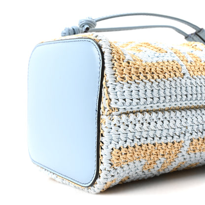 Fendi Raffia Vitello Seta F is Fendi FF Woven Mini Mon Tresor Bucket Bag Azzuro Natural 9 of 9