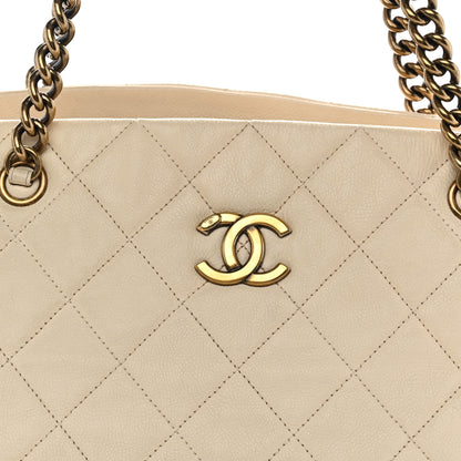 Chanel Calfskin Quilted Small CC Crown Tote Beige 8 of 14