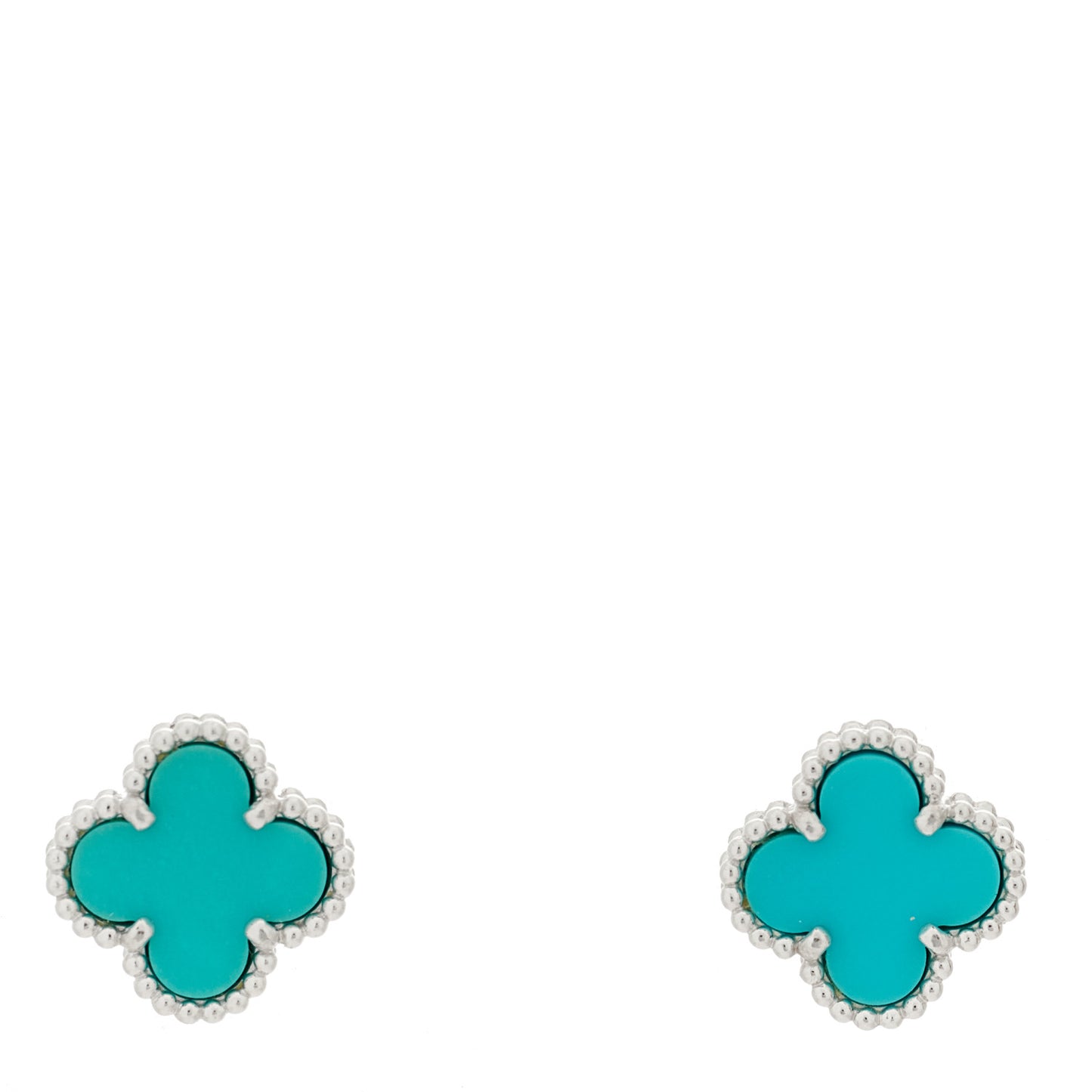 18K White Gold Turquoise Sweet Alhambra Earrings