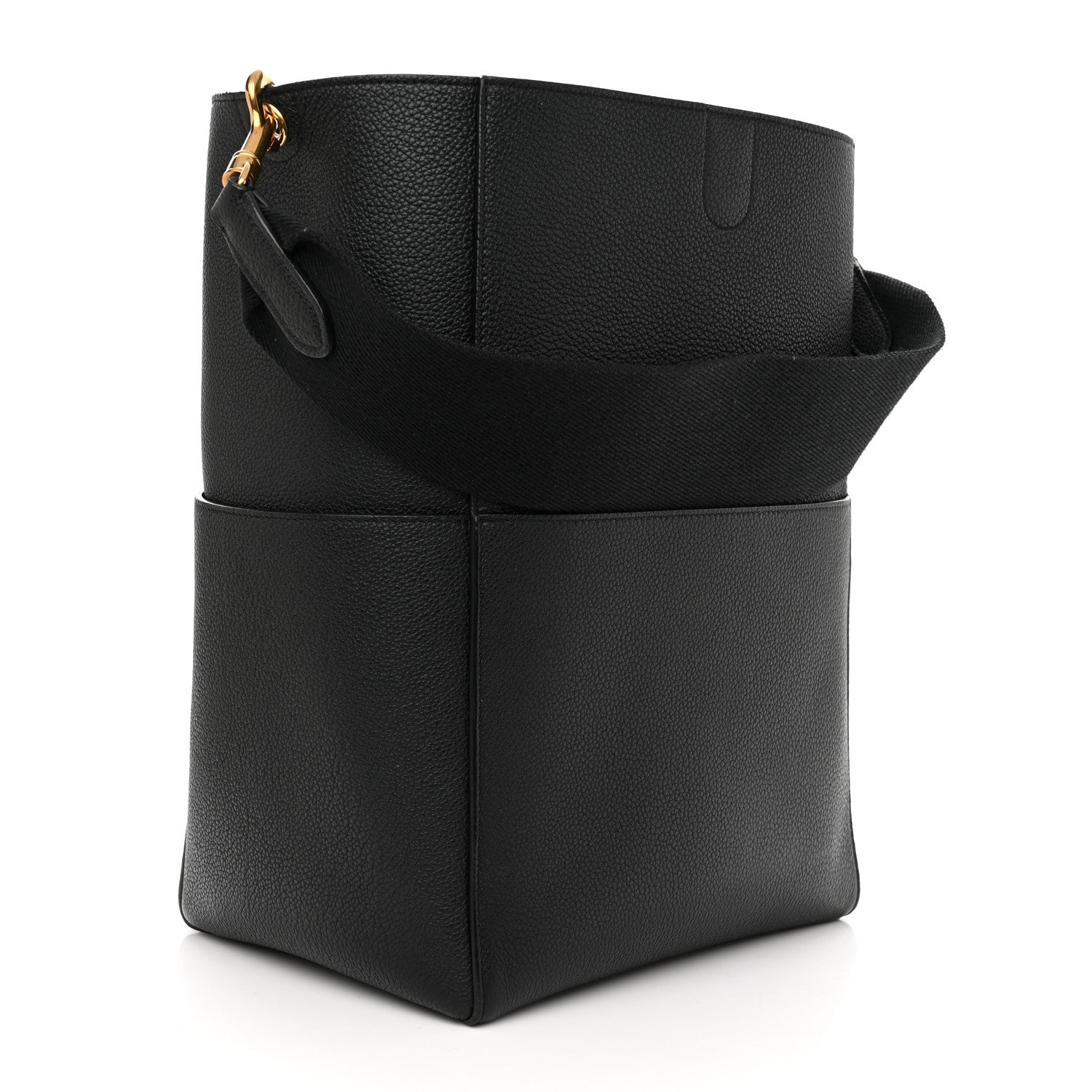 Celine Soft Grained Calfskin Sangle Bucket Bag Black 3 of 13