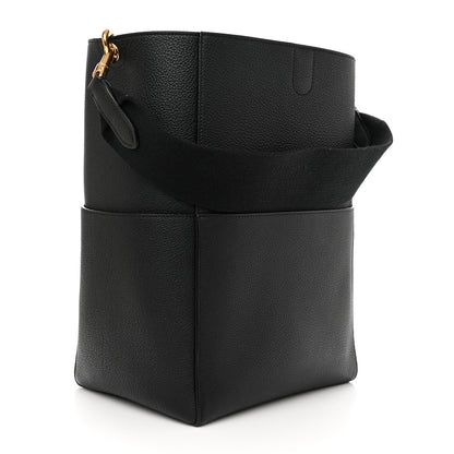 Celine Soft Grained Calfskin Sangle Bucket Bag Black 3 of 13