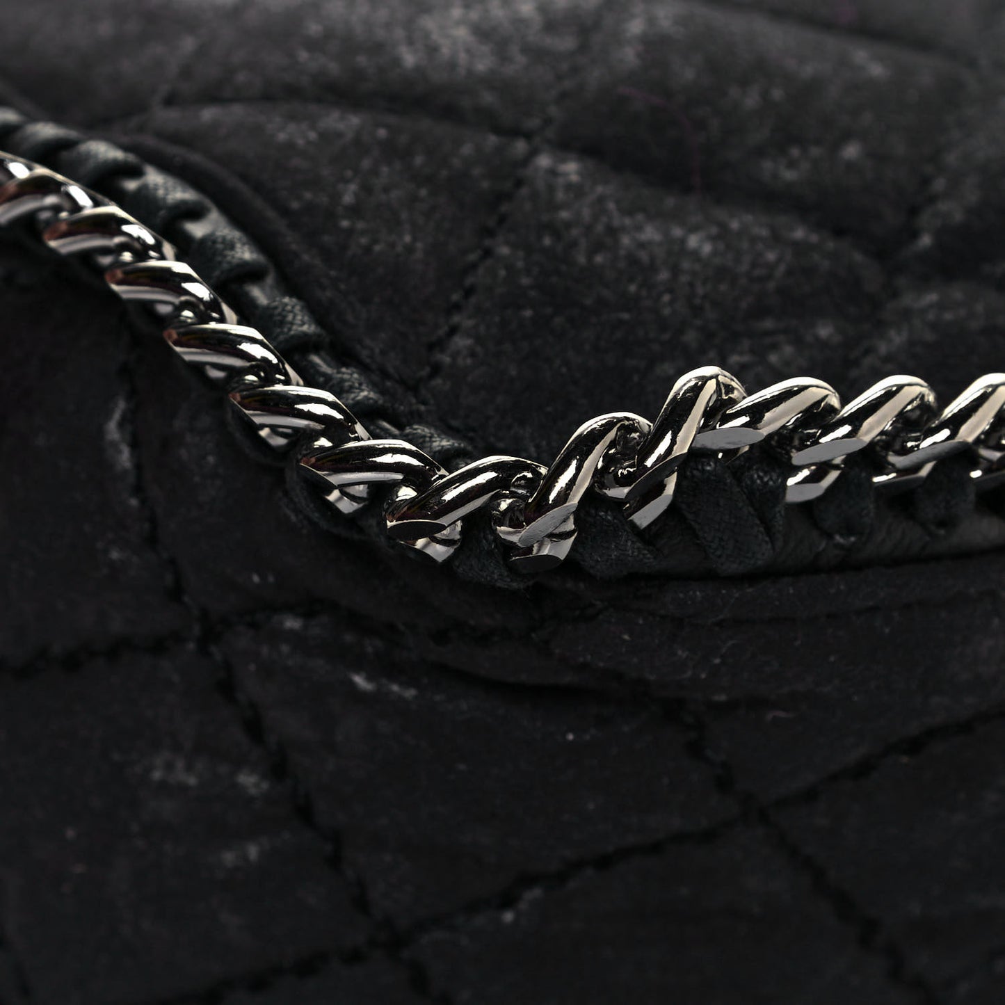Shaggy Deer Quilted Falabella Shoulder Bag Black