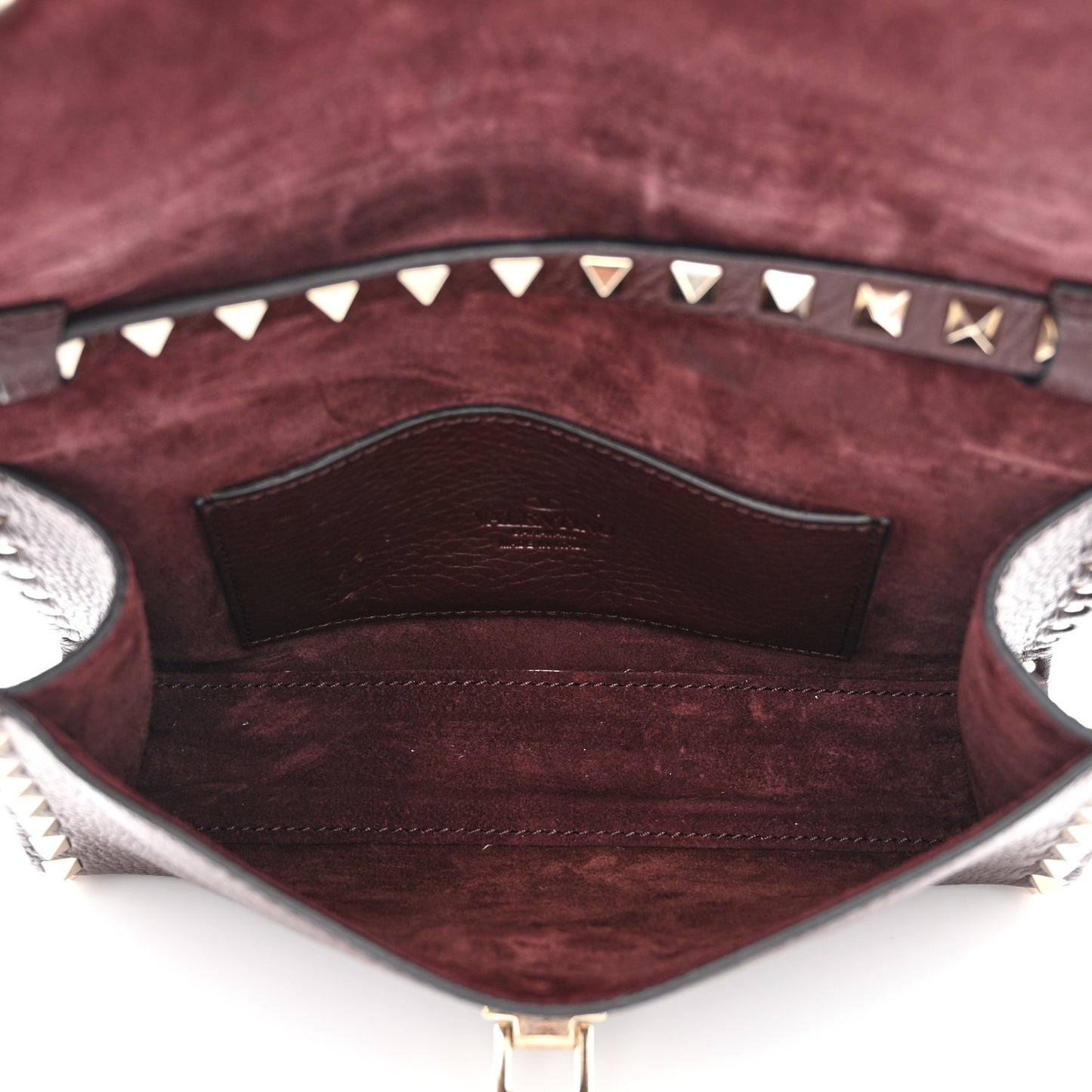 Pebbled Calfskin Medium Rockstud Flip Lock Crossbody Bag Rubin