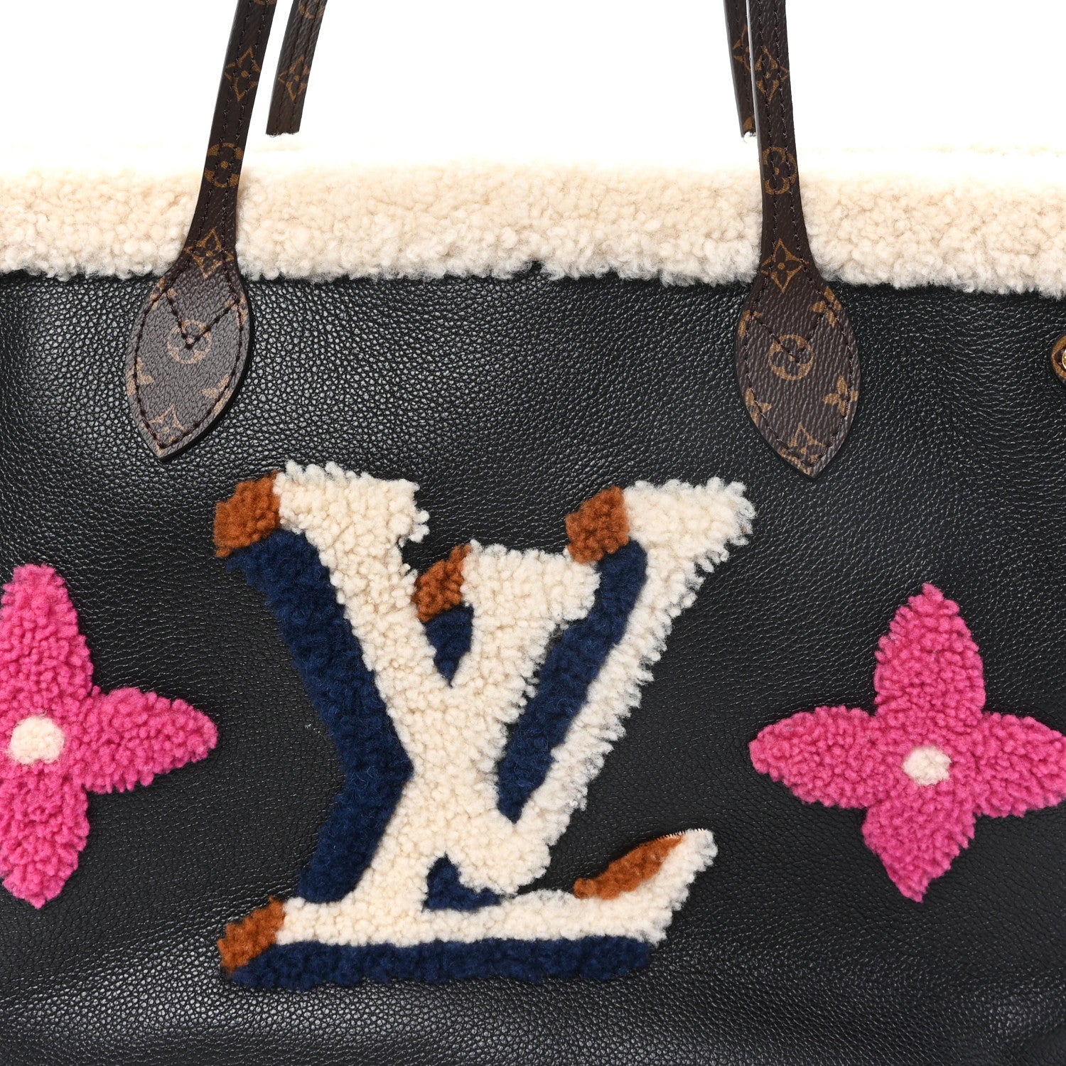 Louis Vuitton Calfskin Monogram Teddy Neverfull MM Black 8 of 11