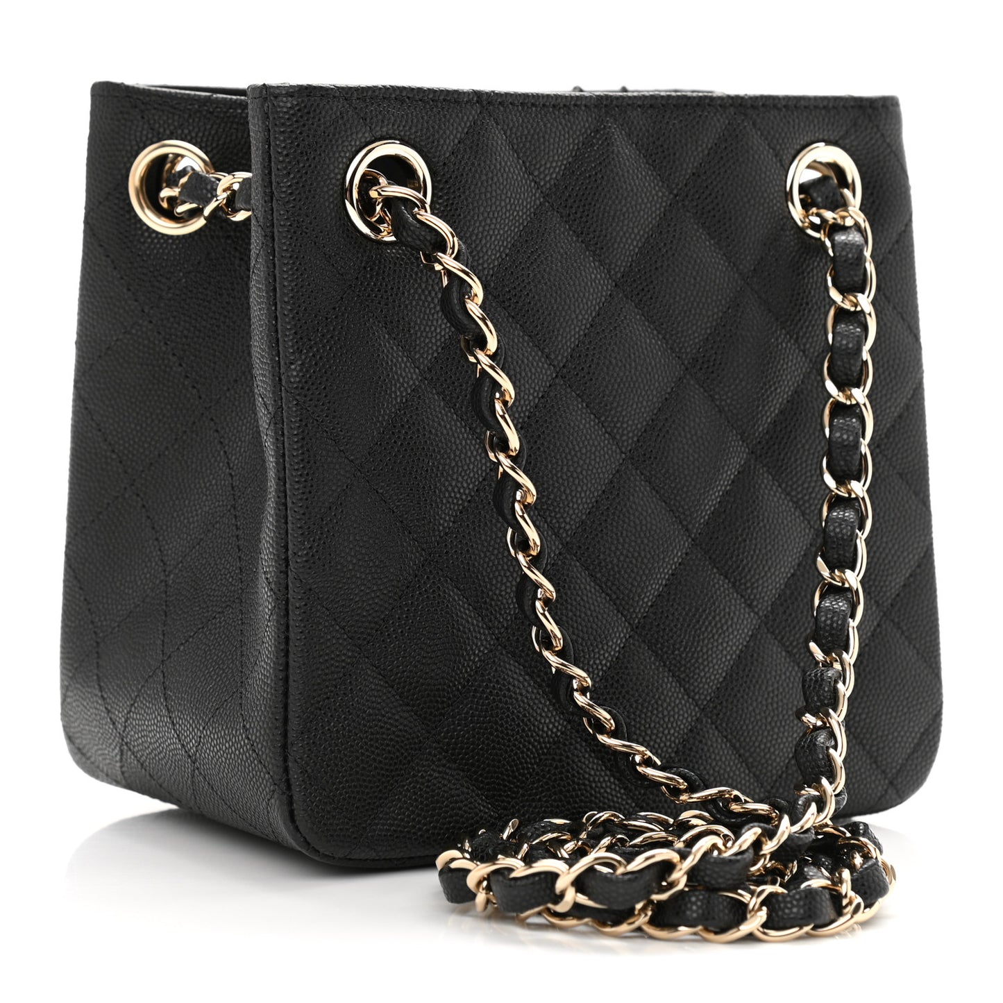 Caviar Quilted Mini Bucket Bag Black