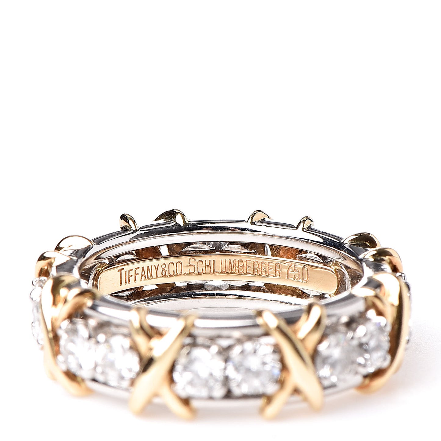 18K Yellow Gold Platinum Diamond Schlumberger Sixteen Stone Ring 48 4.5
