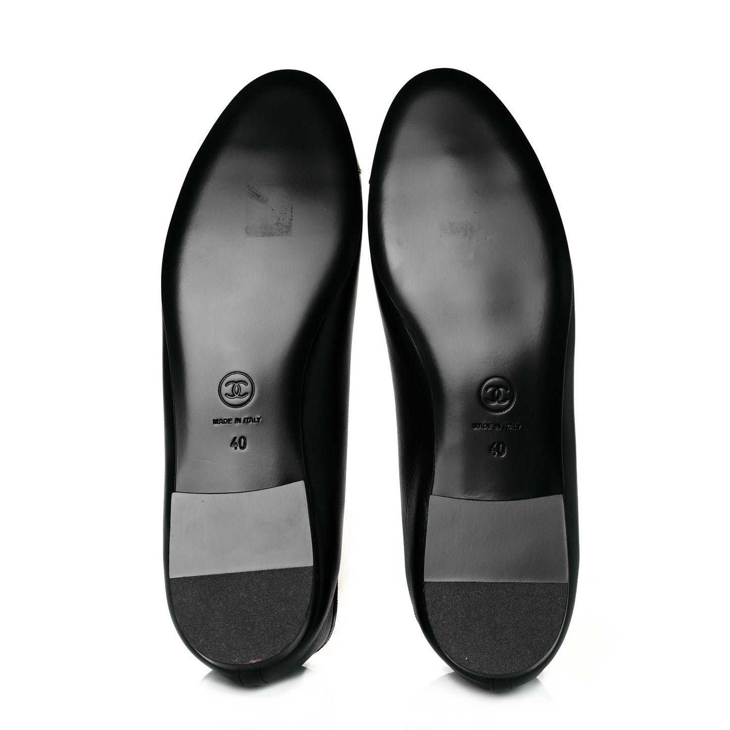 Lambskin Patent Cap Toe Ballerina Flats 40 Black