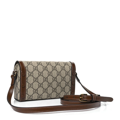 Gucci GG Supreme Monogram Mini Horsebit 1955 Shoulder Bag Beige Brown Sugar 3 of 10